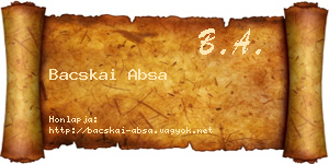 Bacskai Absa névjegykártya